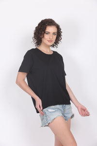Woman Solid Color Cotton T Shirt