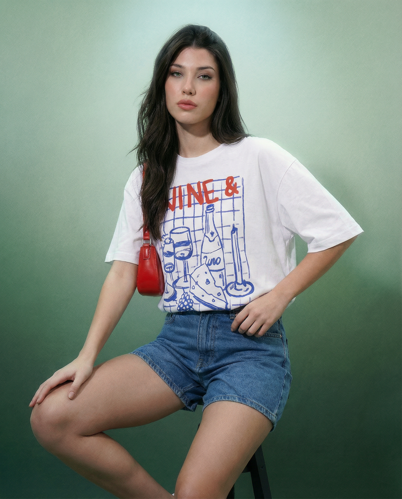 Women Wine Printed Cotton T-shirt