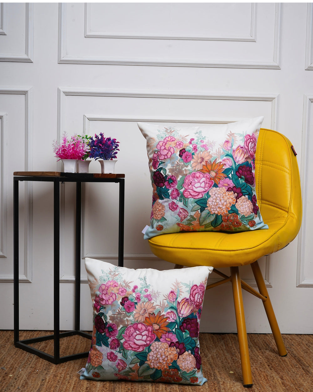 Set Of 3 Digital Printed & Embroidered Cushion Cover