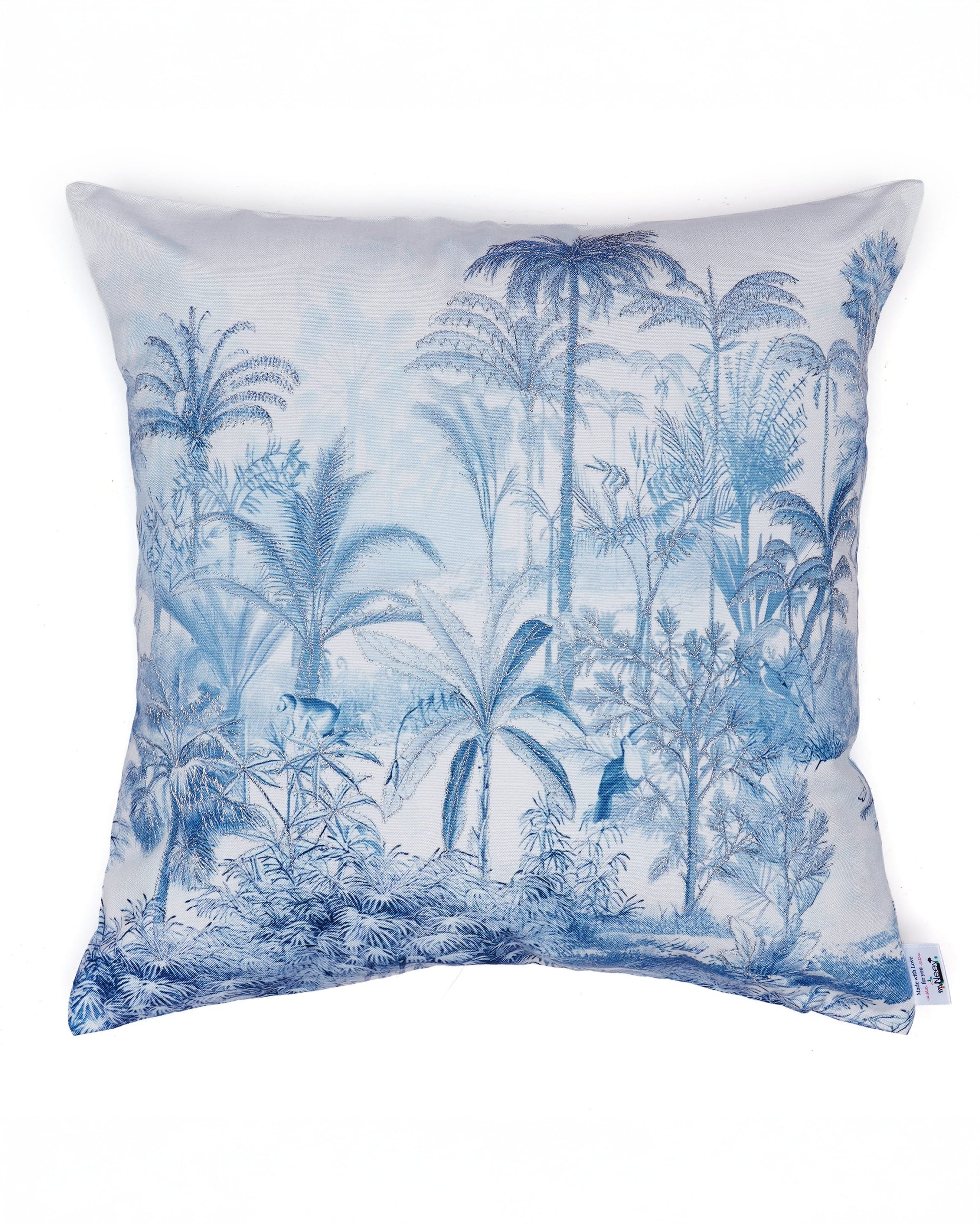 Set Of 3 Digital Printed Embroidered Palm Tree Cushion Cover