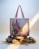 Beige Cotton Printed Tote Bag