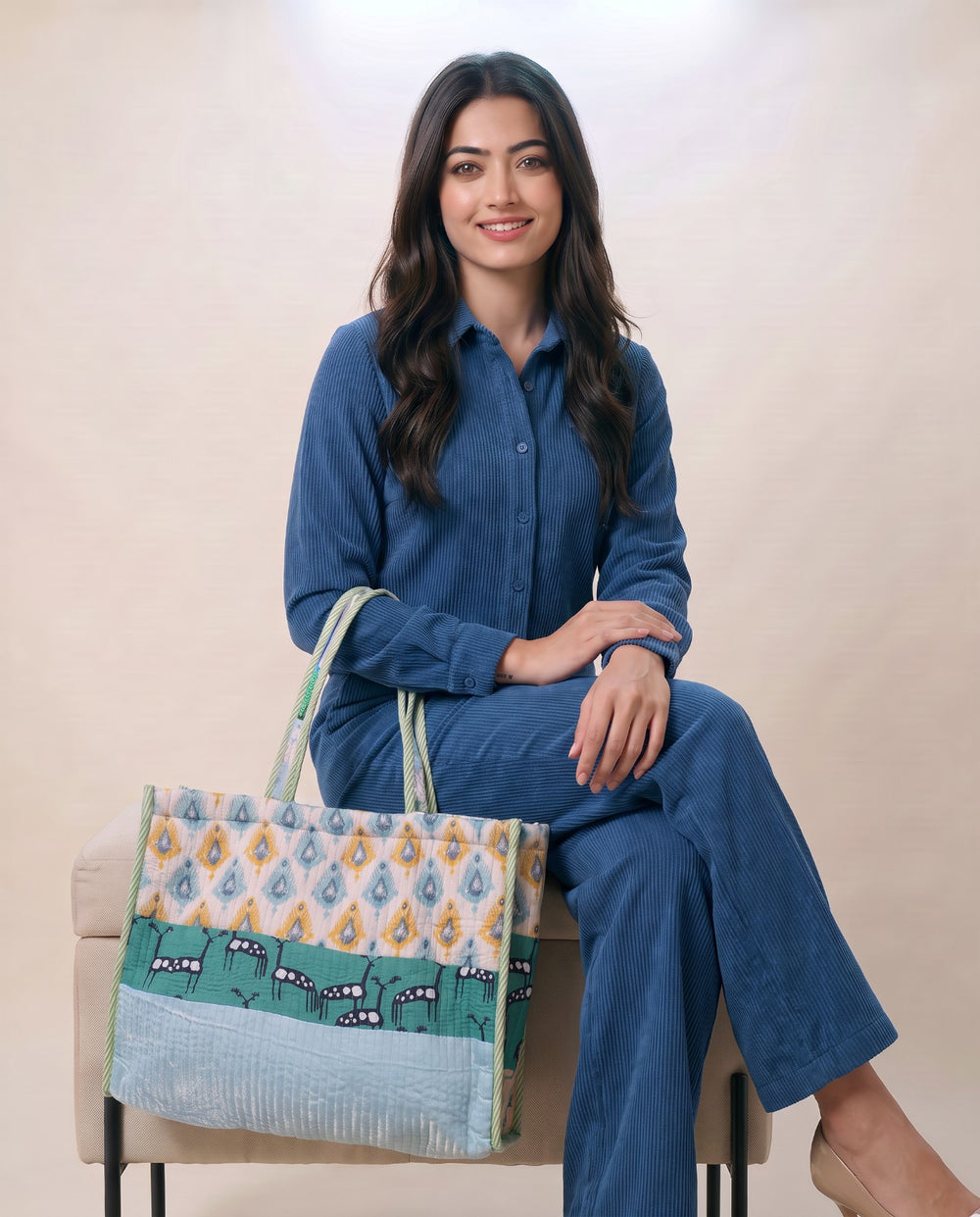 Cotton Printed Patchwork Tote Bag