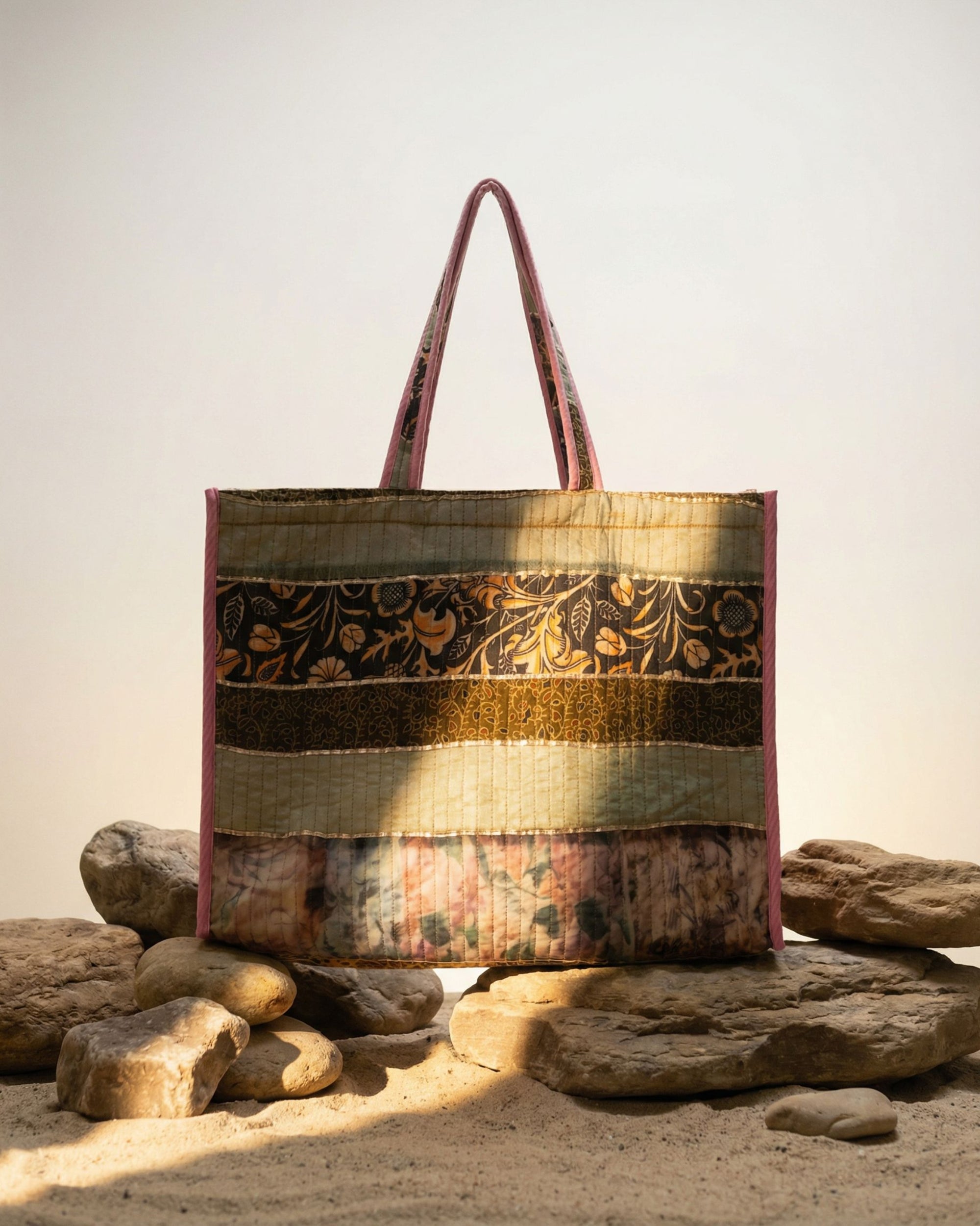 Cotton Patchwork Printed Tote Bag