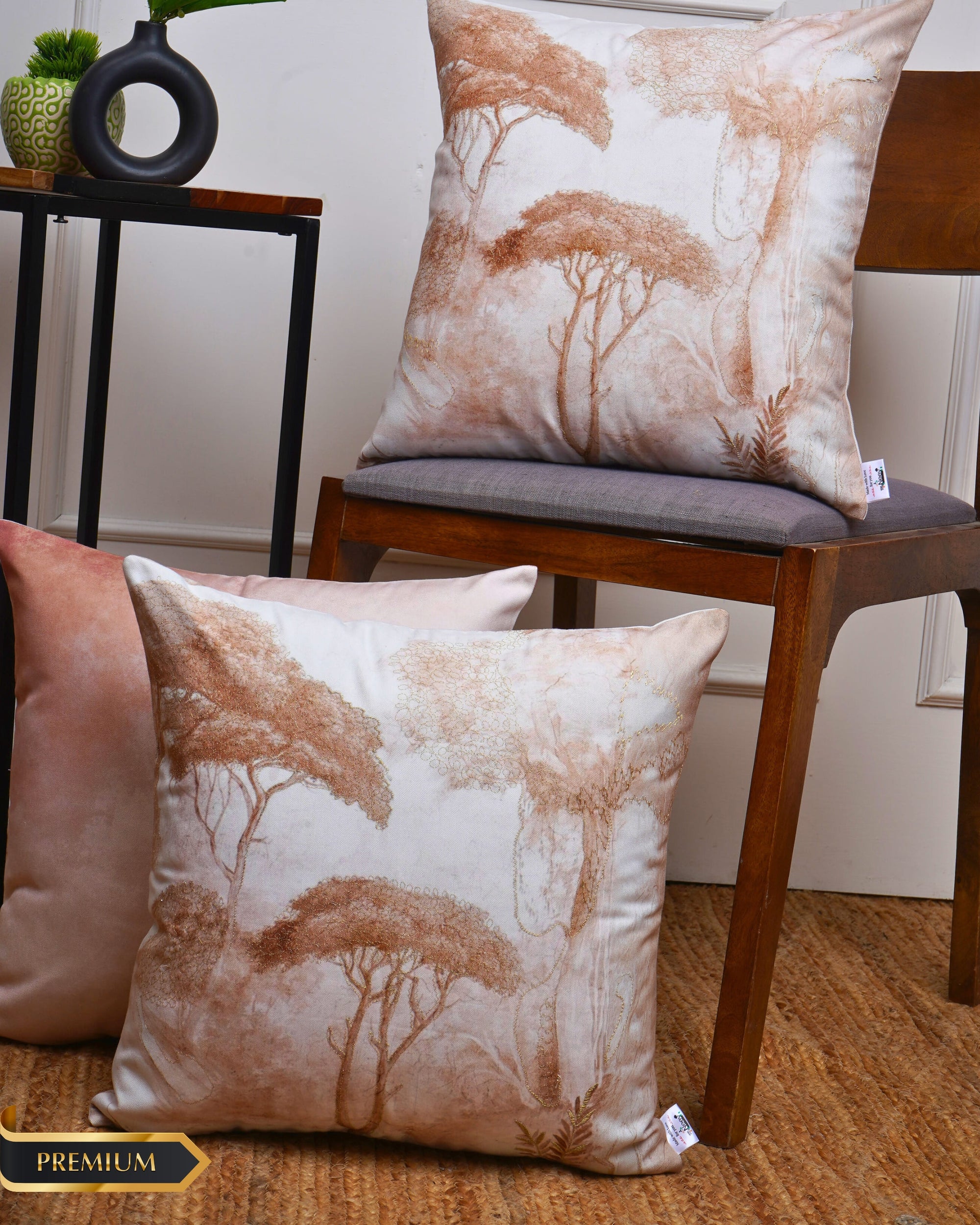 Set Of 3 Digital Printed & Embroidered Cushion Cushion Cover