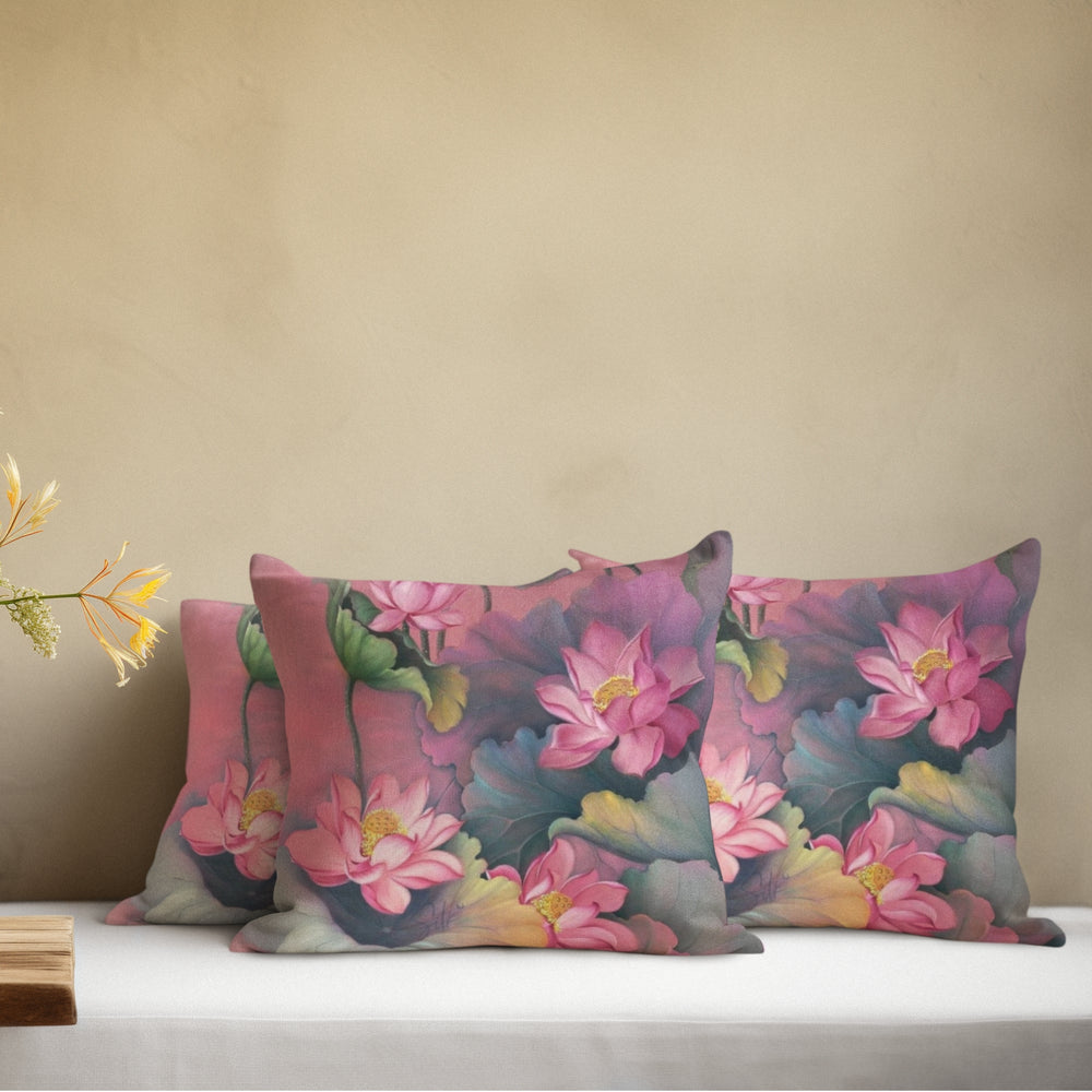 Set Of 3 Digital Printed Flower Cushion Cover