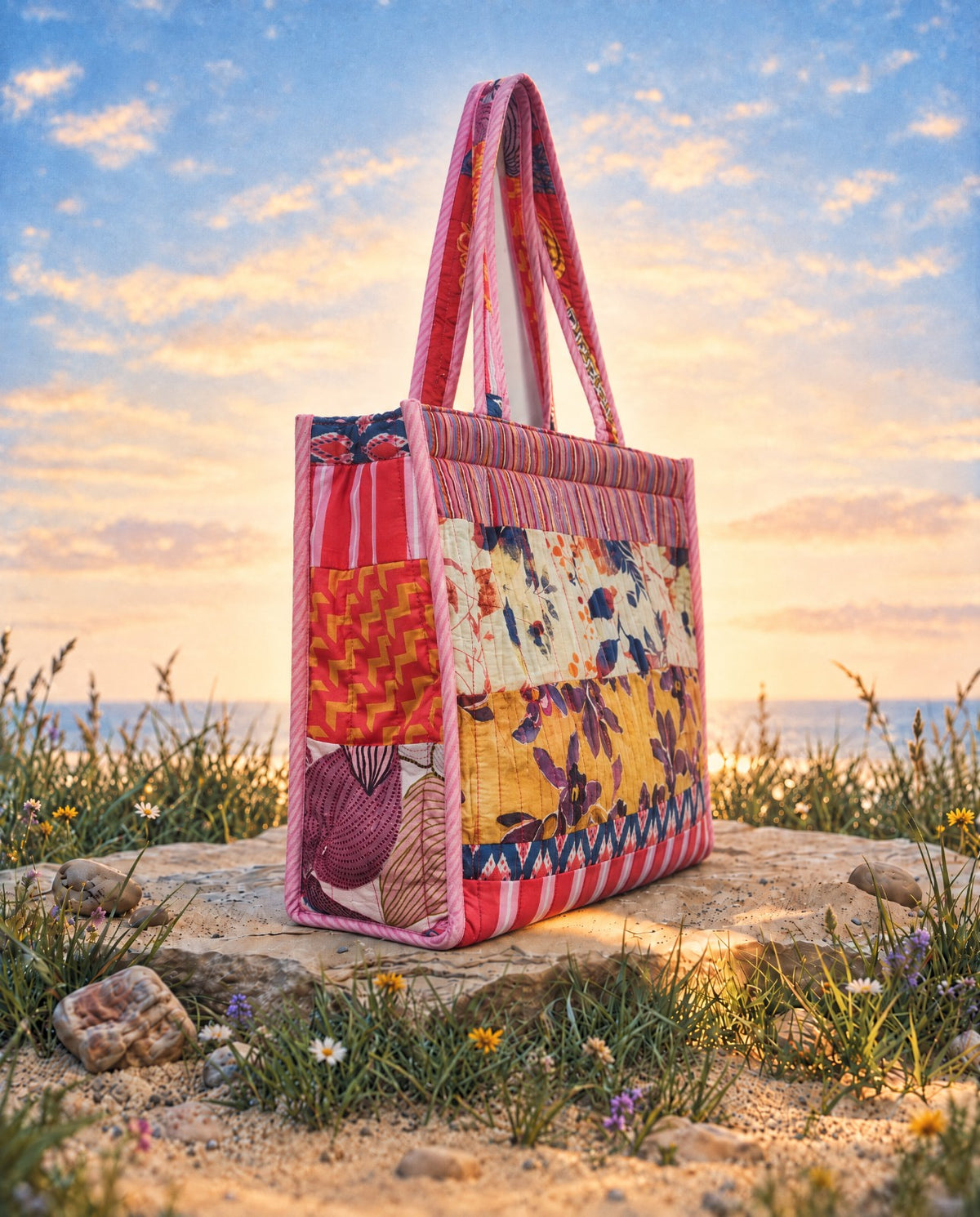 Patchwork Design Tote Bag