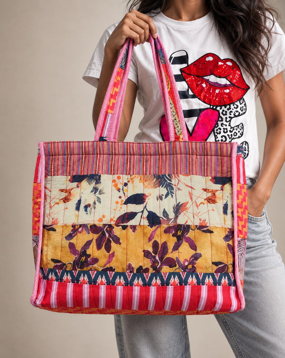 Patchwork Design Tote Bag