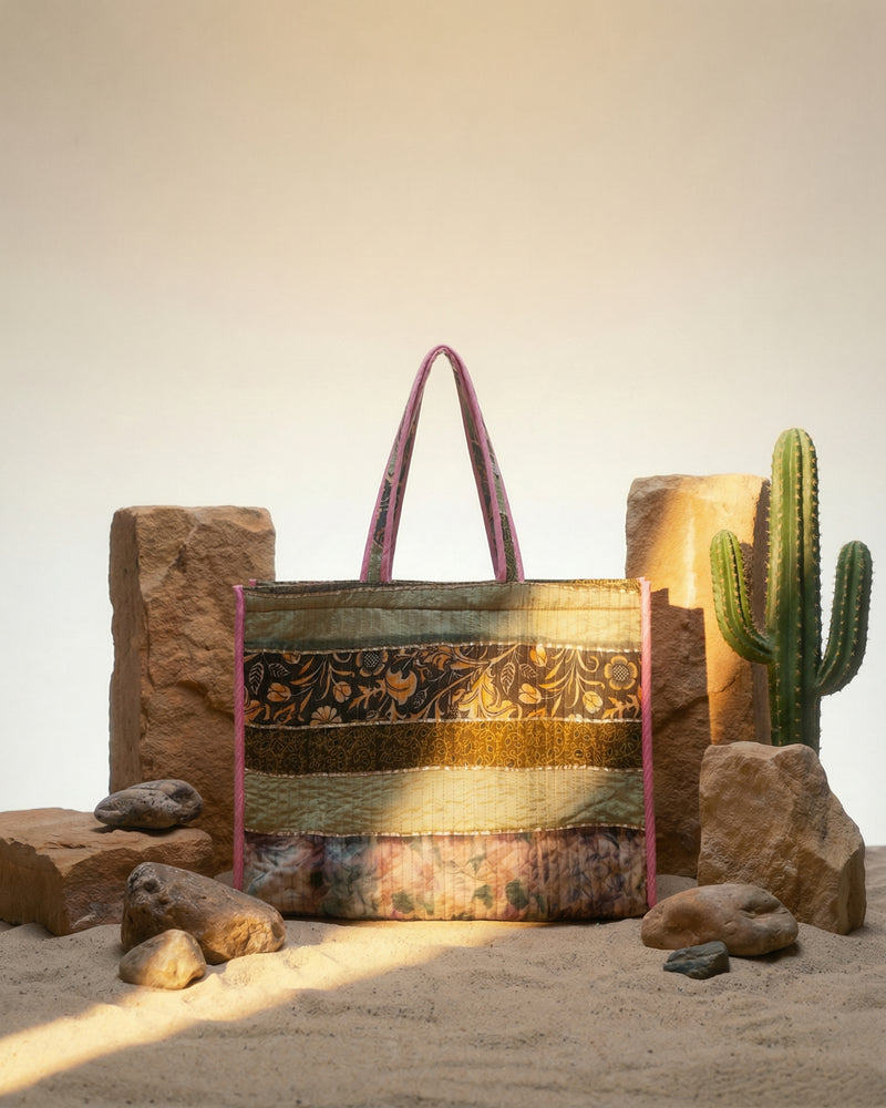 Cotton Patchwork Printed Tote Bag