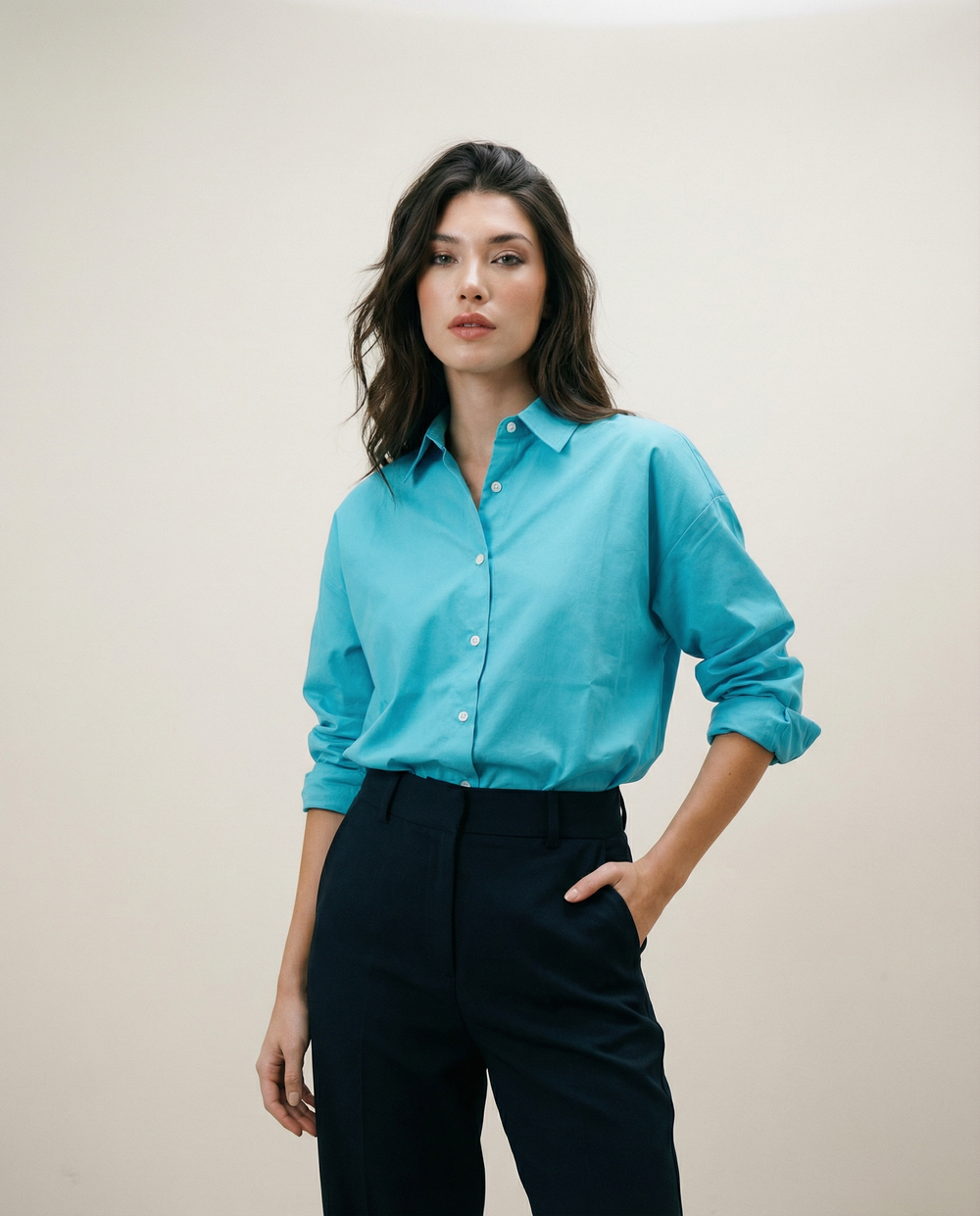 Women Solid Oversized Cotton Shirt