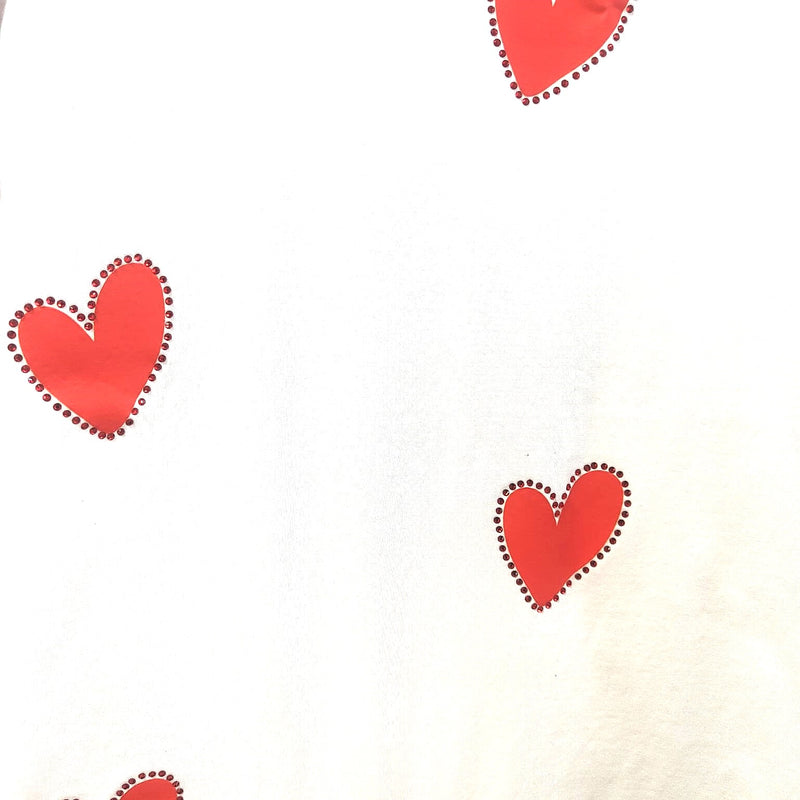 Women Heart Swarovski Crystal Embellishments Cotton T-shirt