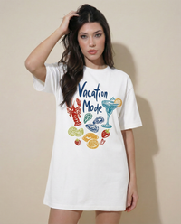 Women Vacation Mode Printed Cotton T-shirt