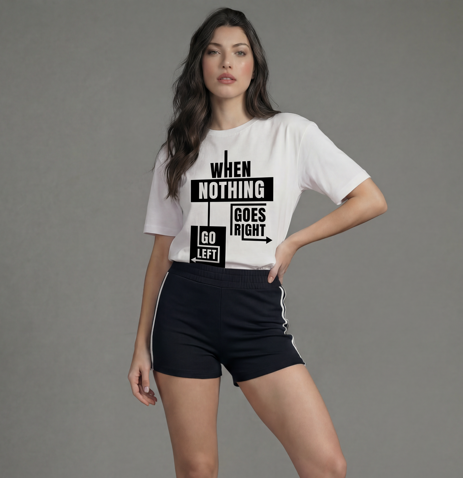 Woman Left Right Printed Cotton T-shirt