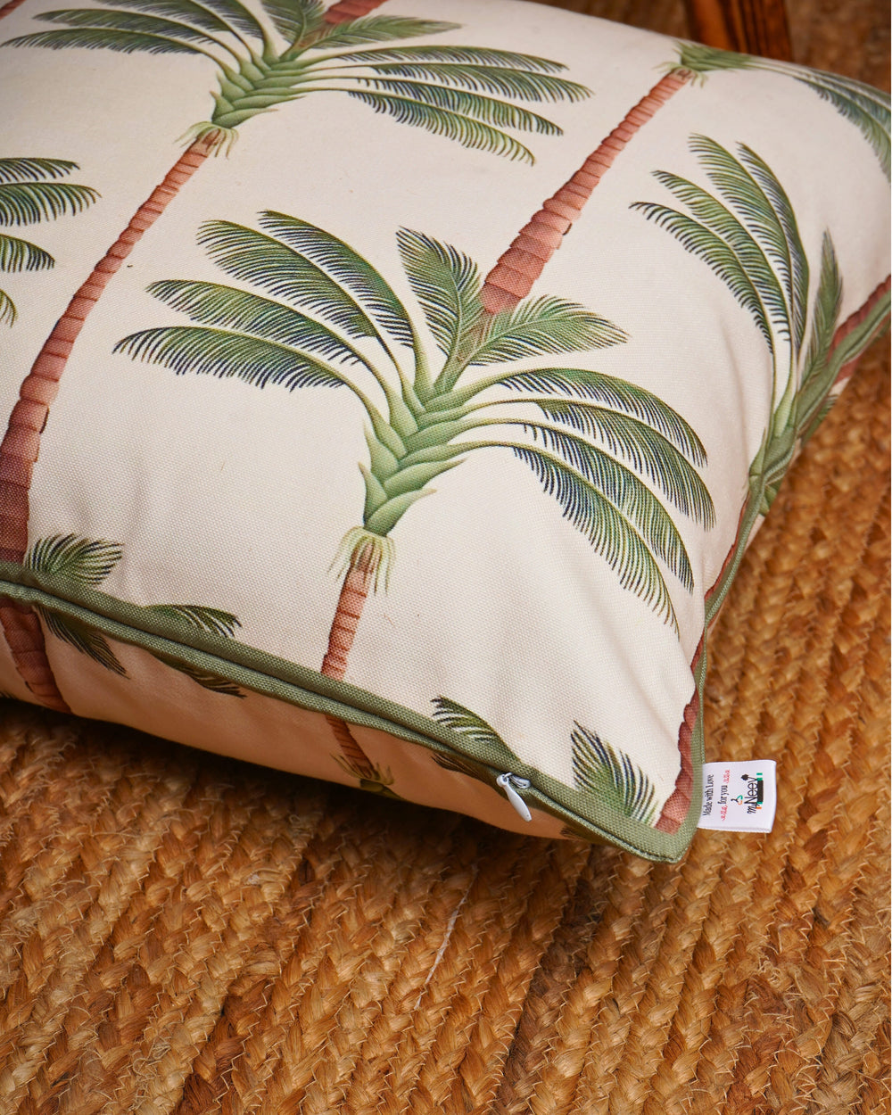 Set Of 3 Digital Printed Palm Tree Canvas Cushion Cover