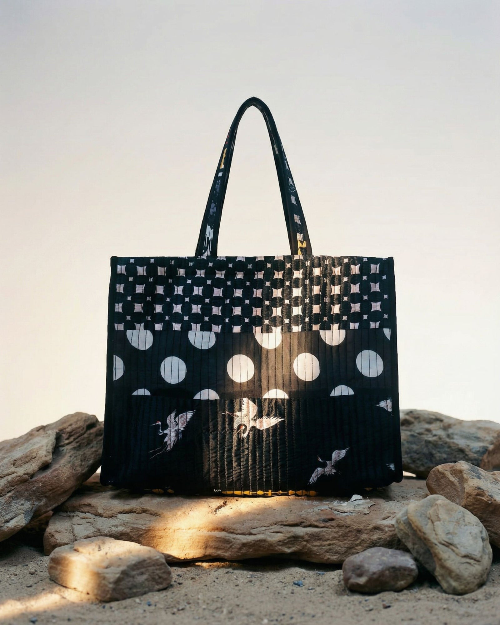 Cotton Geometric Printed Tote Bag