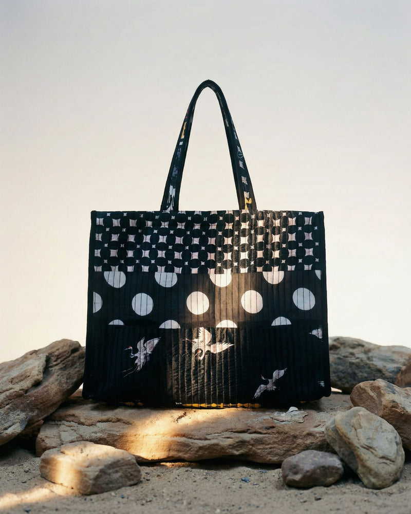 Cotton Geometric Printed Tote Bag