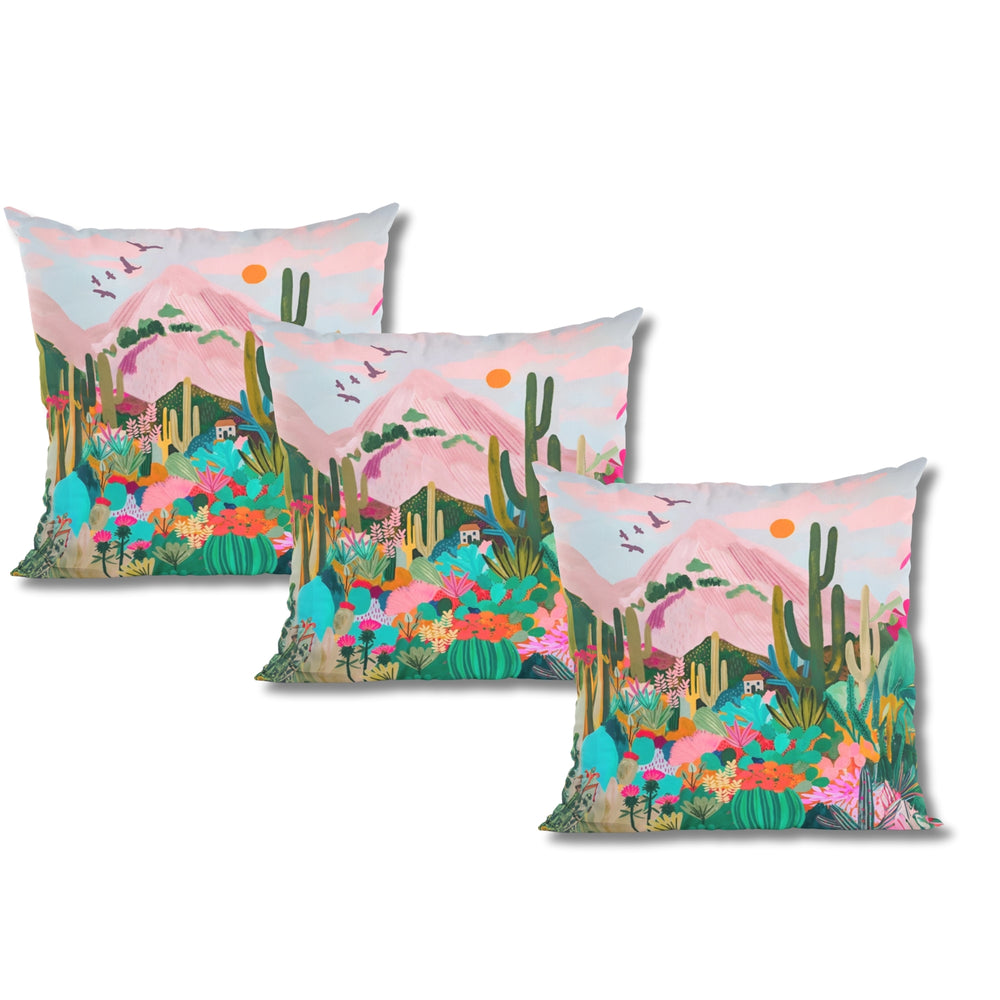 Set Of 3  Digital Printed Natures Inspired Cushion Cover