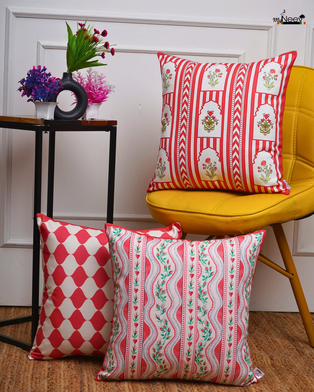 Set Of 3 Digital Printed Abstract Design Cushion Cover