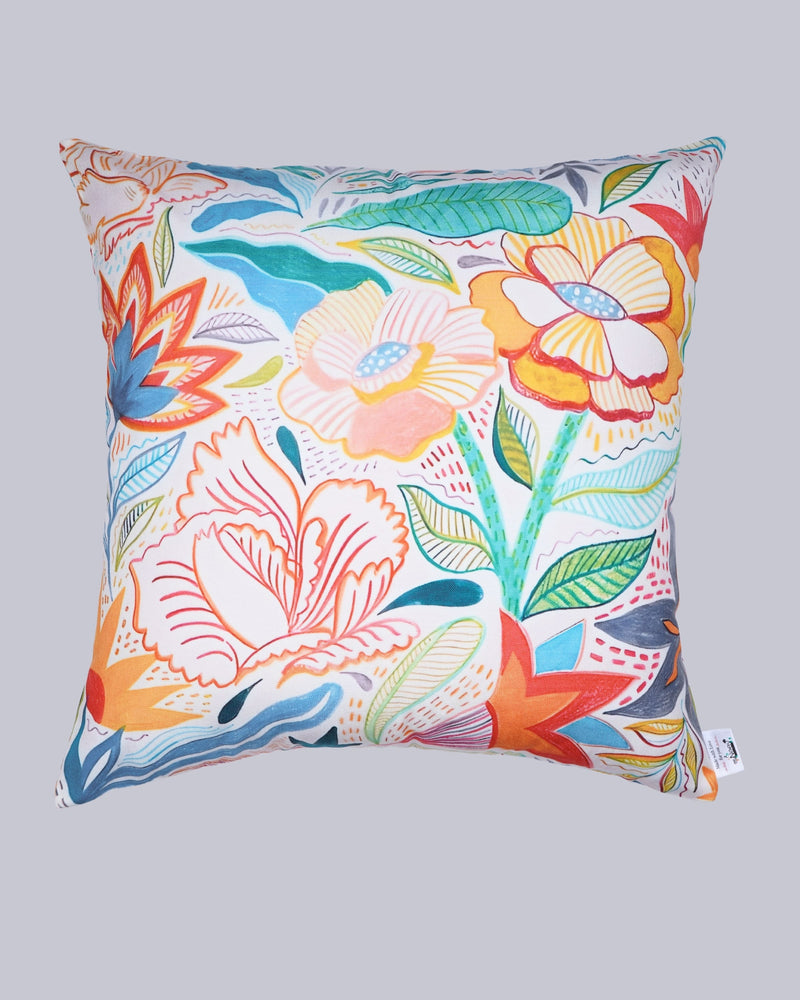 Set Of 3 Digital Printed & Embroidered English Floral Cushion Cover