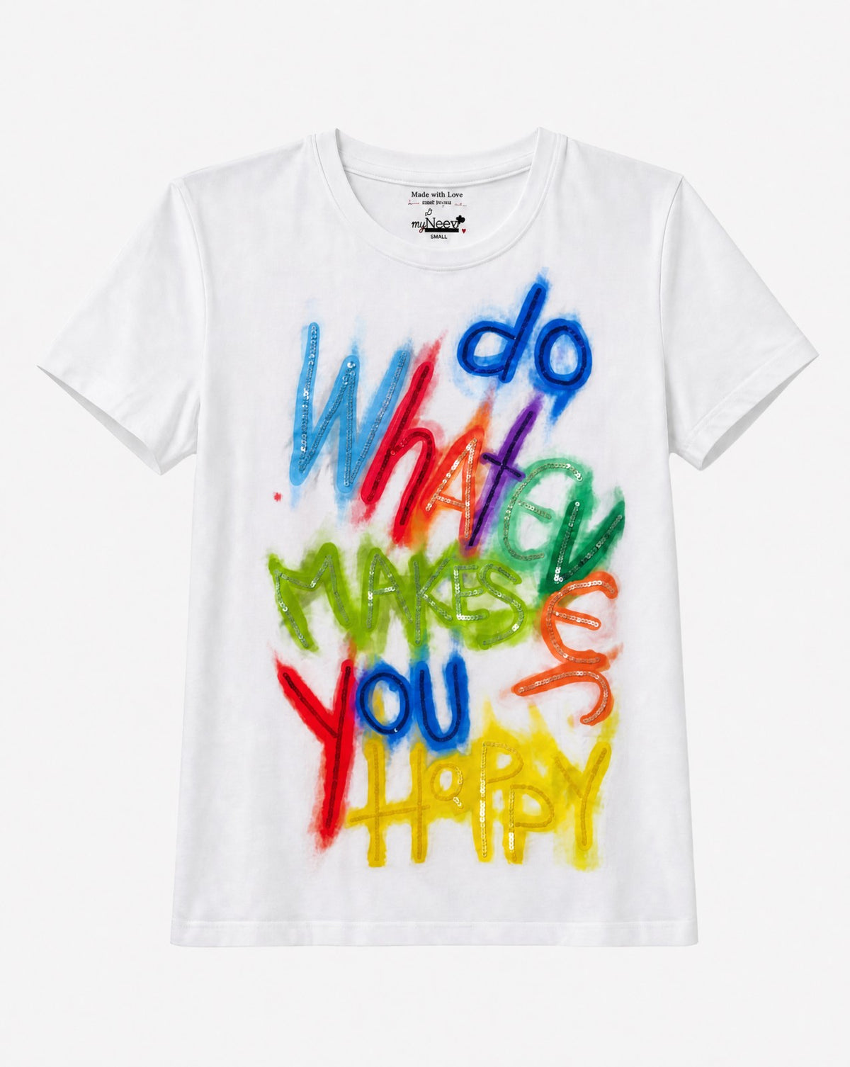 Women Graphic Hand-Embroidered Cotton T-shirt