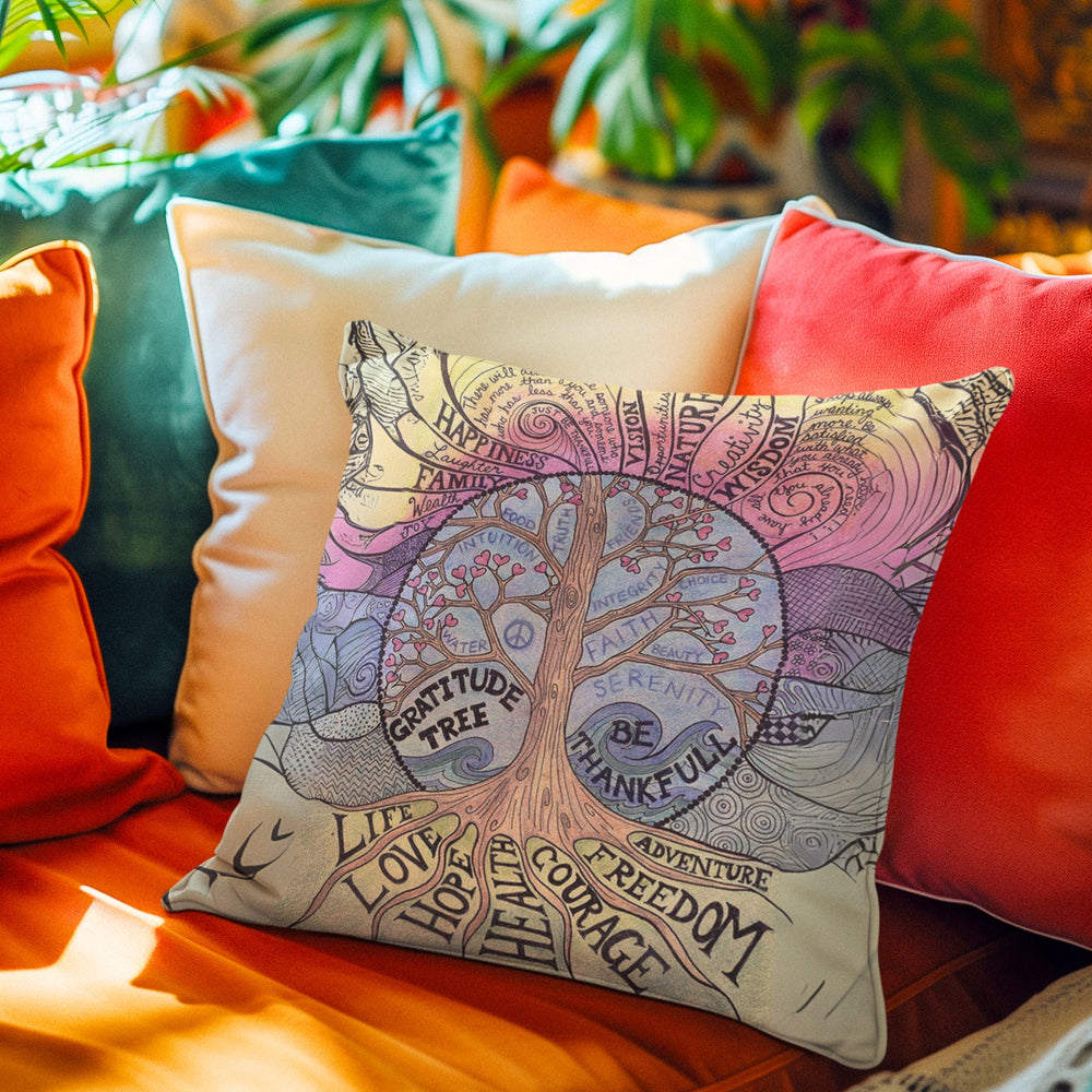 Set Of 3 Digital Printed Gratitude Tree Cushion Cover
