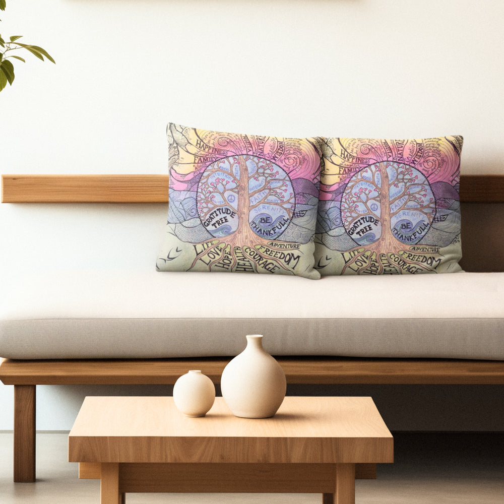 Set Of 3 Digital Printed Gratitude Tree Cushion Cover