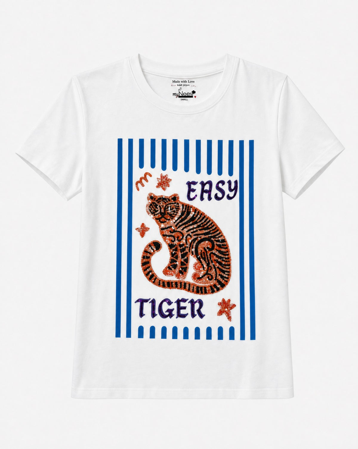 Women Easy Tiger Hand-Embellished Cotton T-Shirt