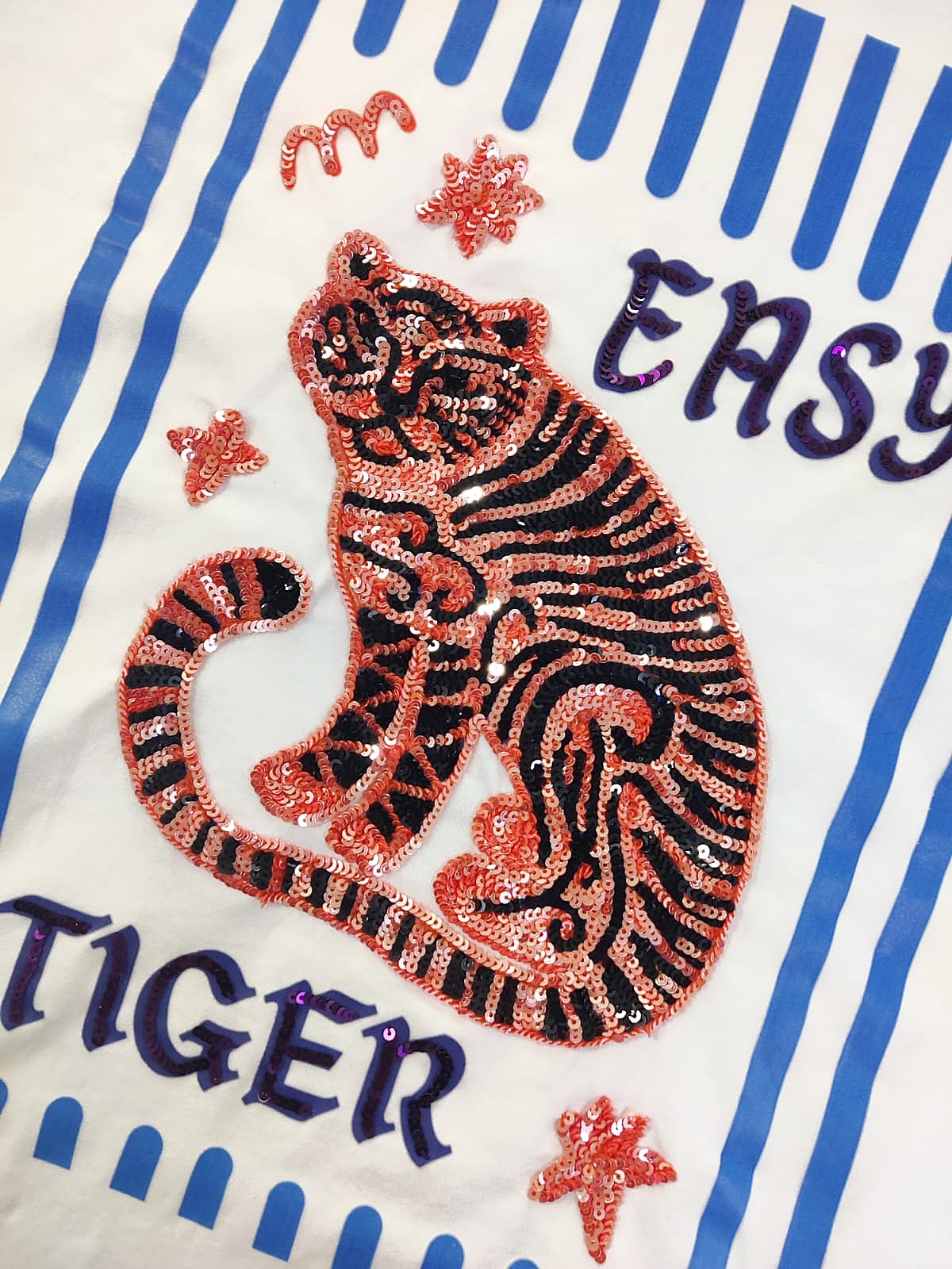 Women Easy Tiger Hand-Embellished Cotton T-Shirt