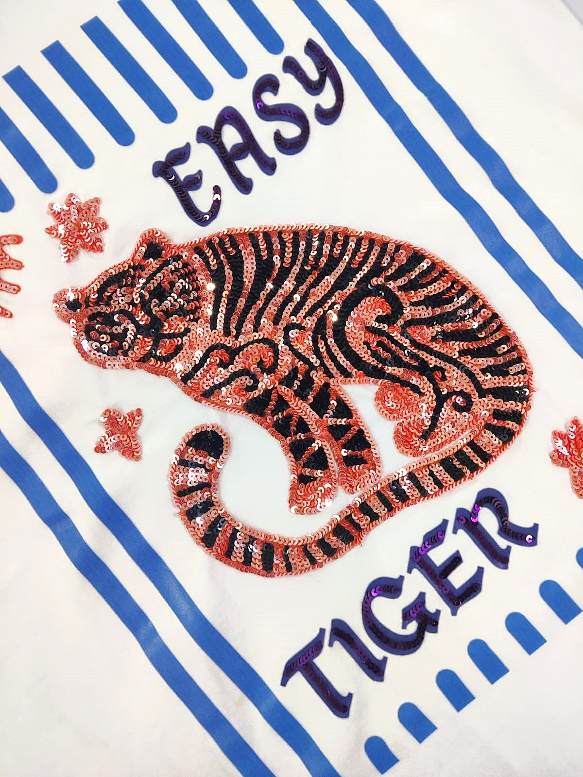Women Easy Tiger Hand-Embellished Cotton T-Shirt