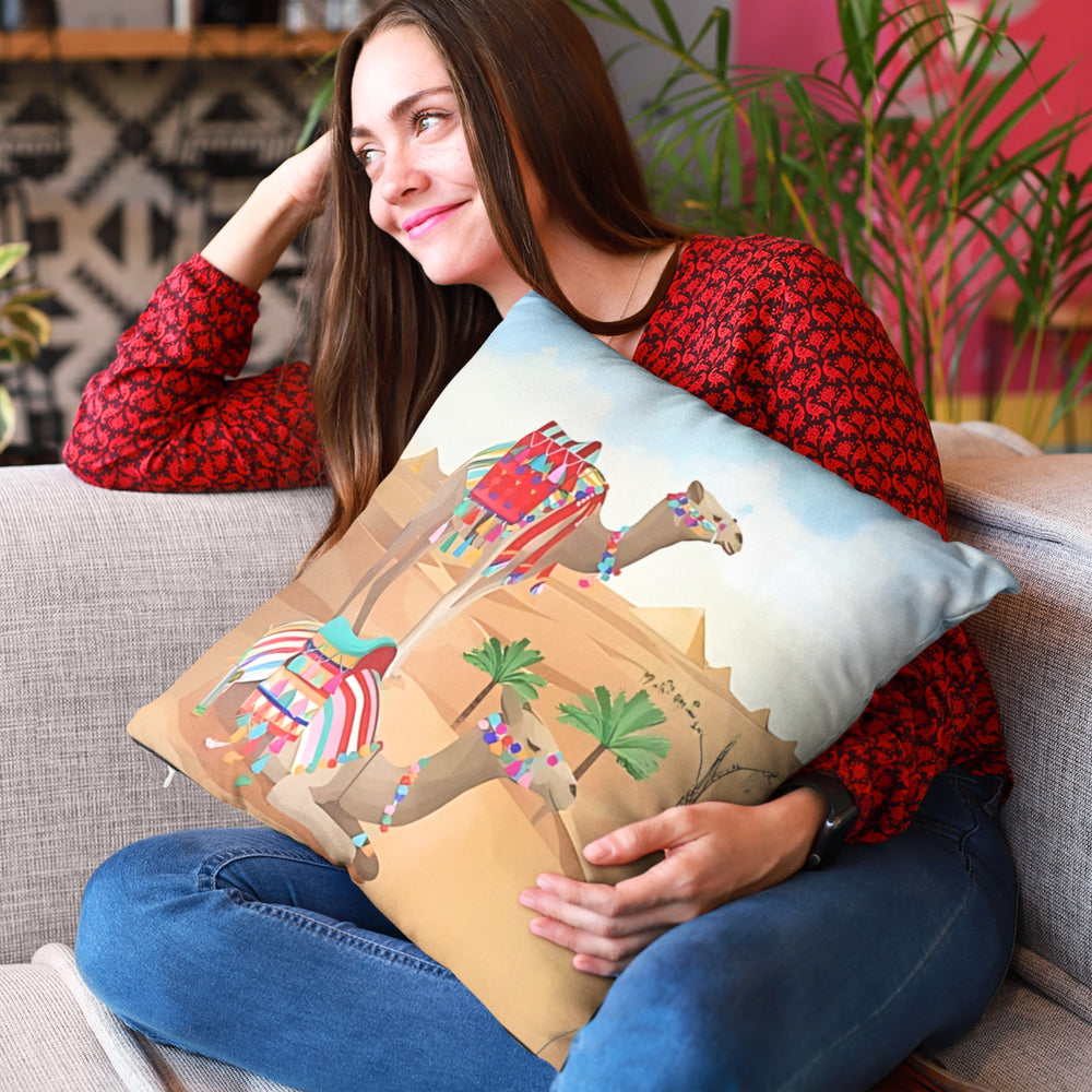 Set Of 3 Digital Printed Camel Cushion Cover