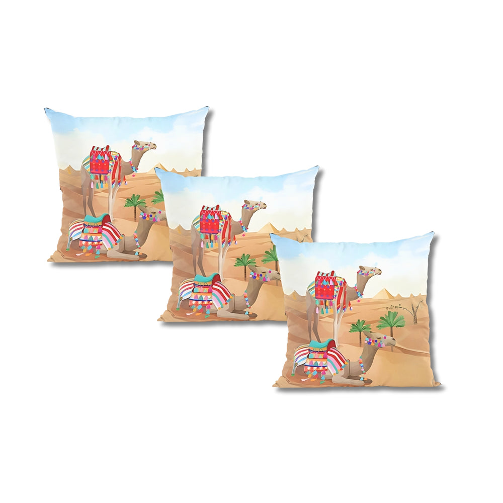 Set Of 3 Digital Printed Camel Cushion Cover