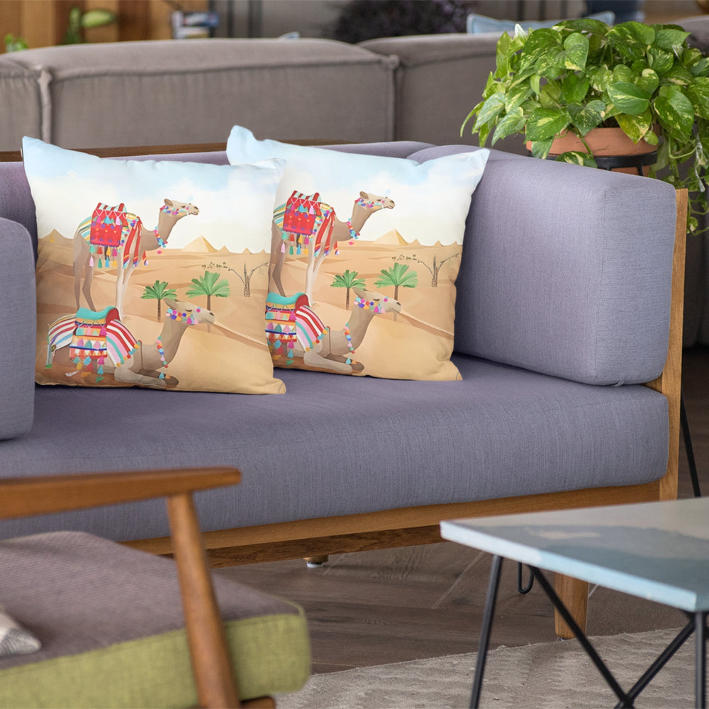 Set Of 3 Digital Printed Camel Cushion Cover