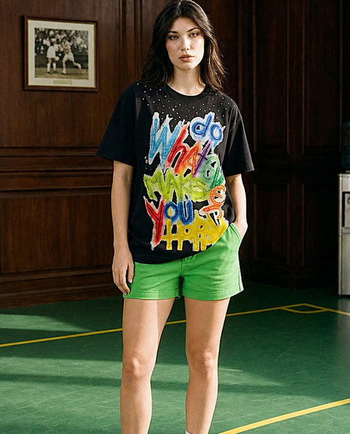 Women Hand Embroidered Cotton T-shirt