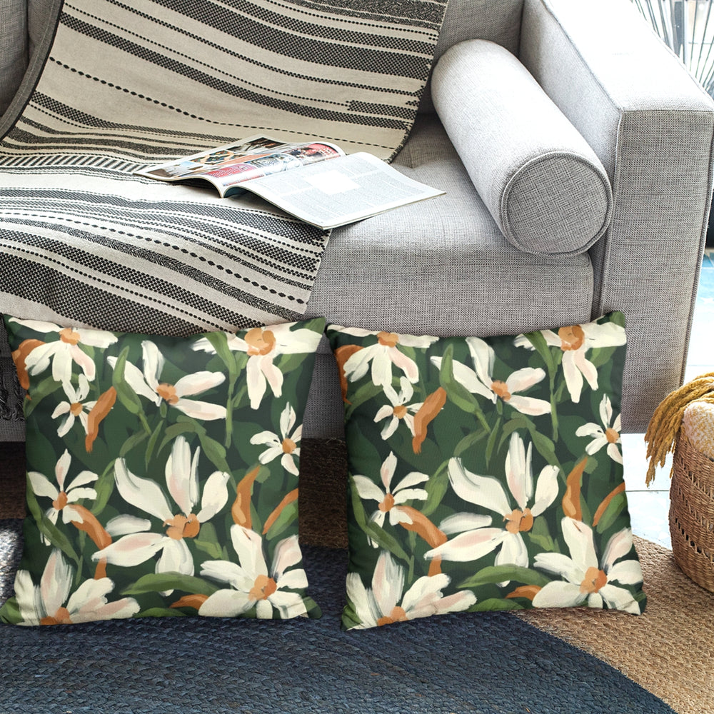 Set Of 3 Digital Printed Leaf Design Cushion Cover