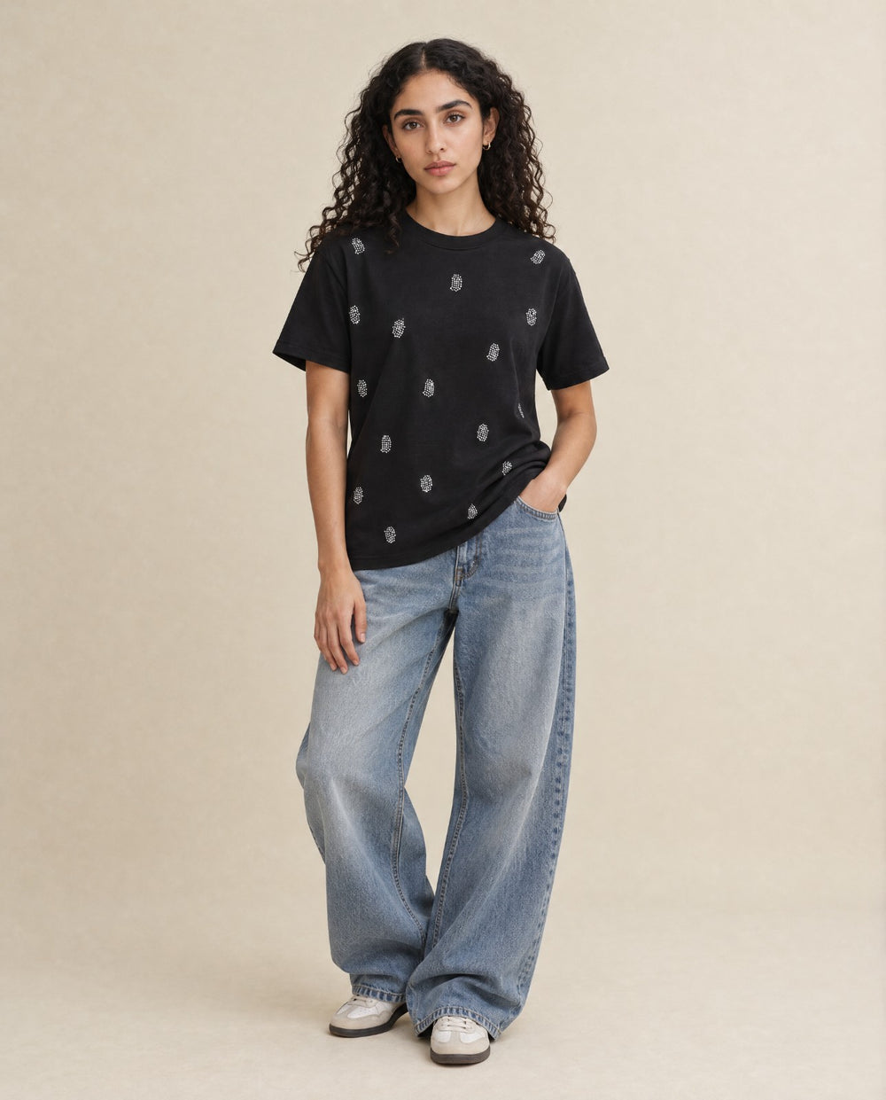 Crystal Embellished Cotton Regular T-shirt
