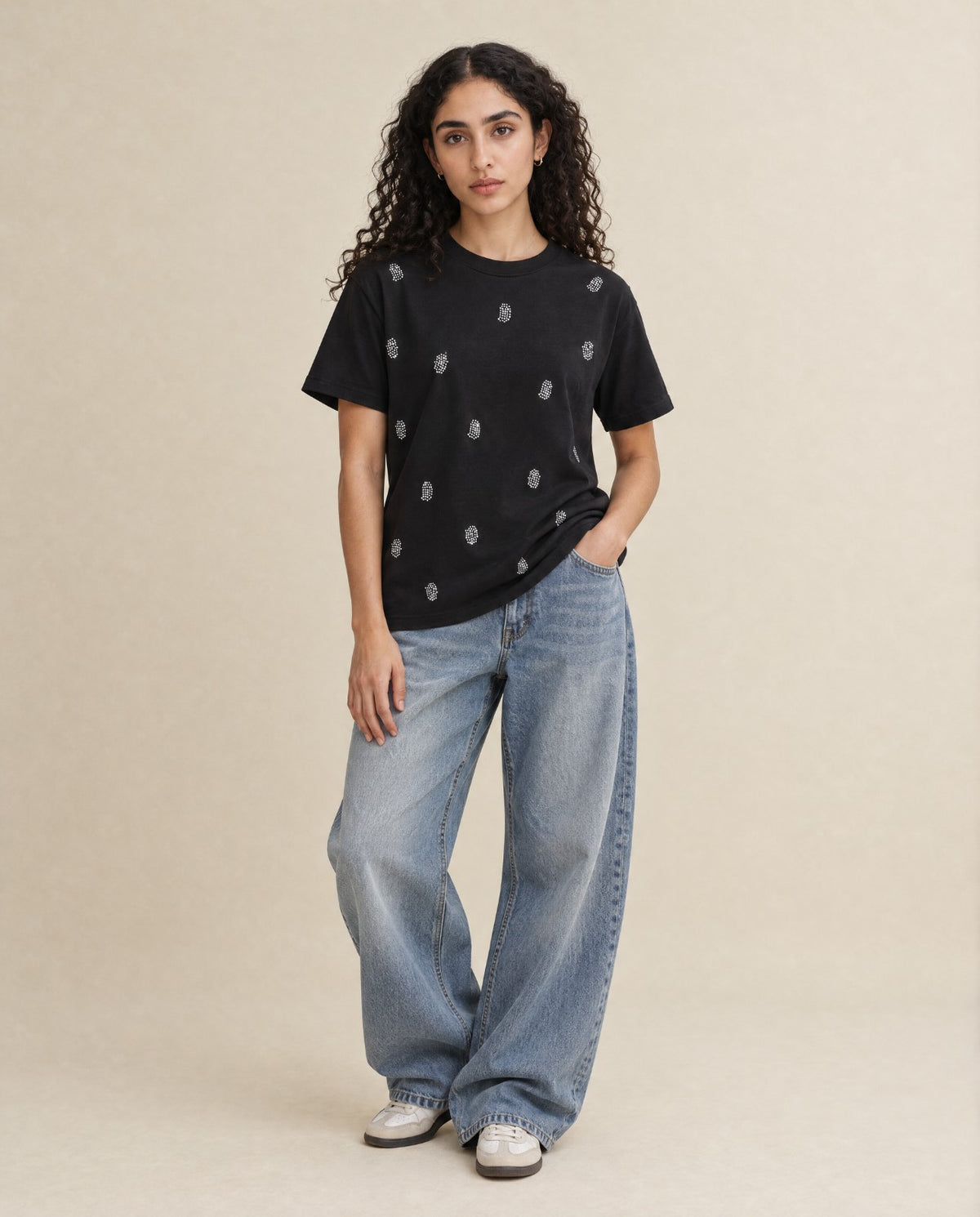 Crystal Embellished Cotton Regular T-shirt