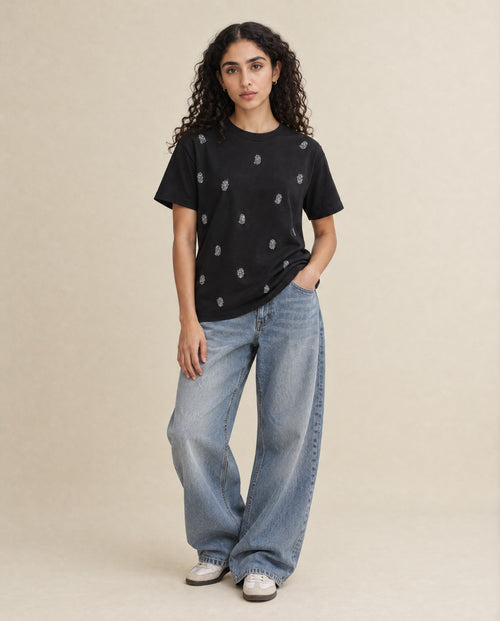 Crystal Embellished Cotton Regular T-shirt