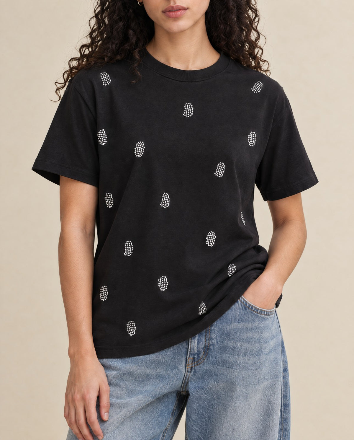 Crystal Embellished Cotton Regular T-shirt