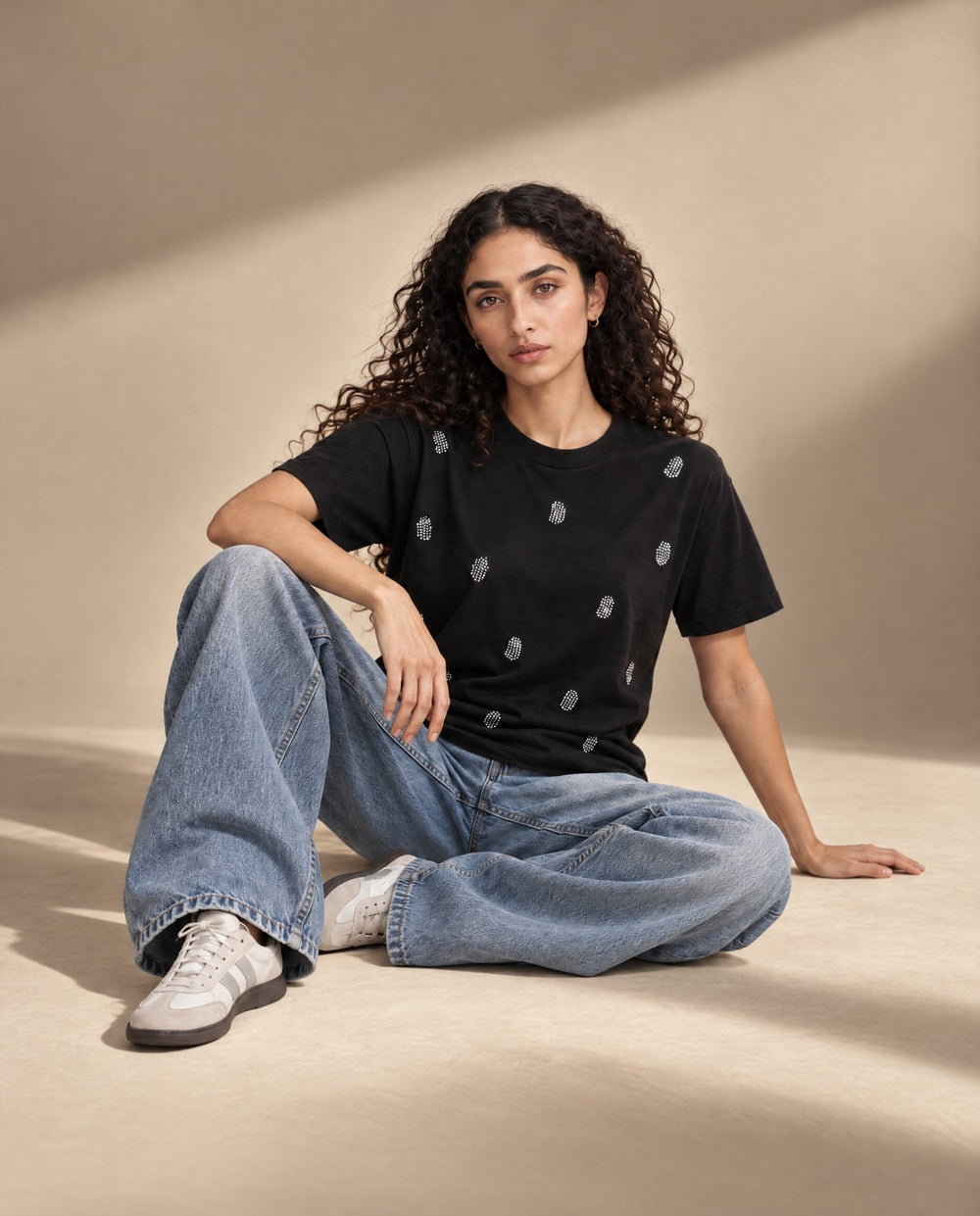 Crystal Embellished Cotton Regular T-shirt