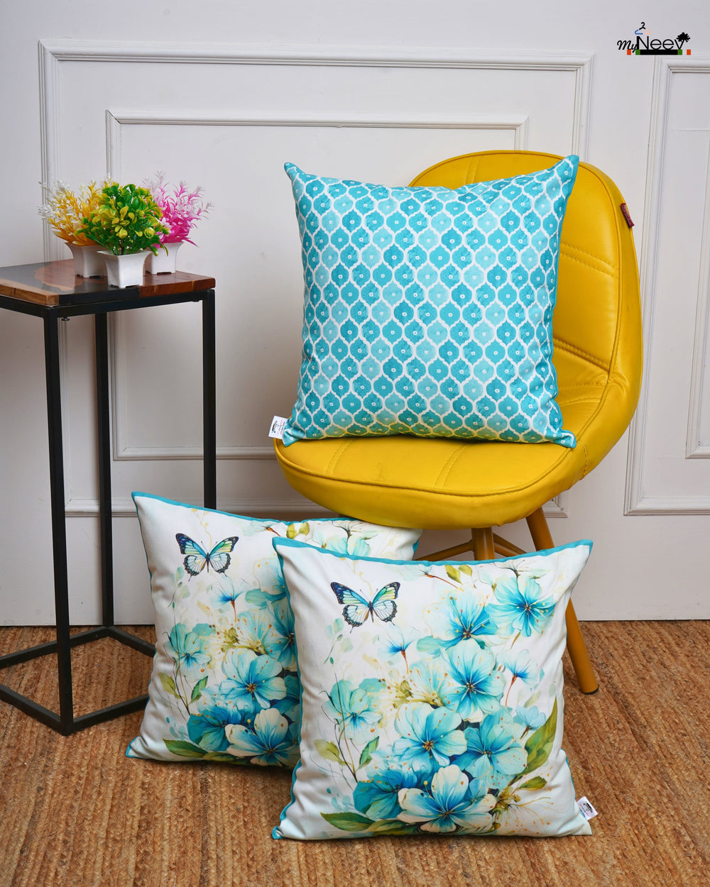 Set Of 3 Digital Printed Flower Cushion Cover