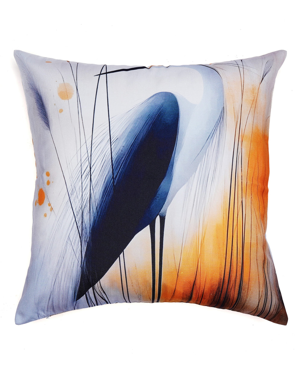 Set Of 3 Digital Printed Flocking Cranes Design Cushion Cover