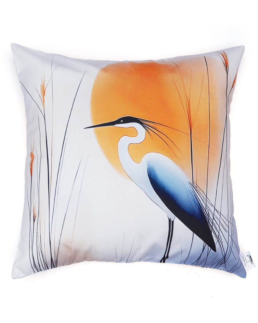 Set Of 3 Digital Printed Flocking Cranes Design Cushion Cover