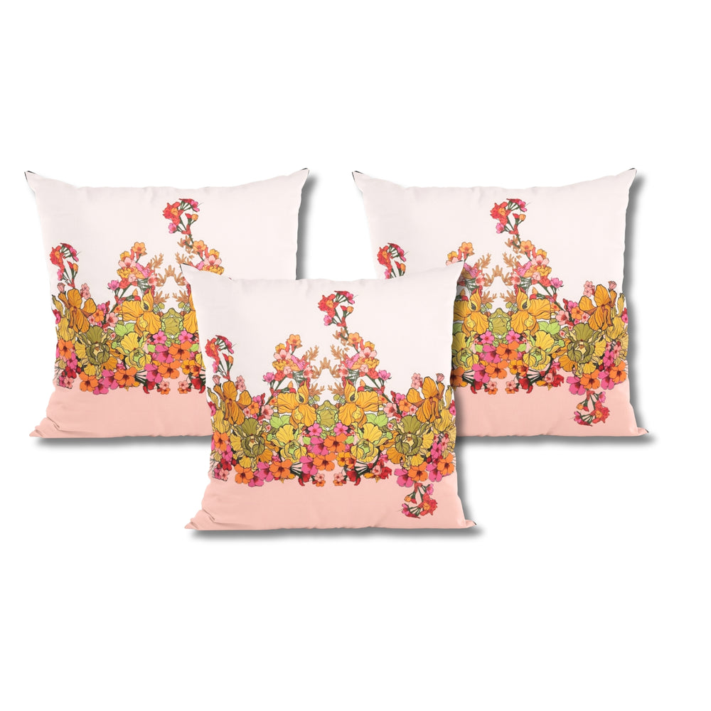 Set Of 3 Digital Printed Flower Cushion Cover