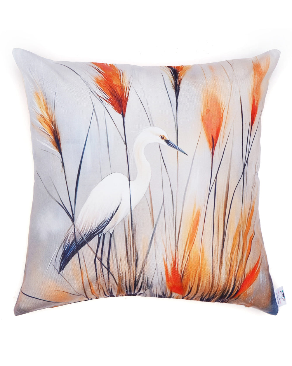 Set Of 3 Digital Printed Flocking Cranes Design Cushion Cover