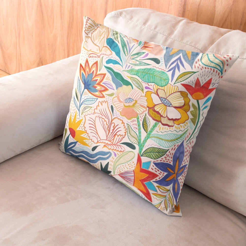 Set Of 3 Digital Printed English Floral Canvas Cushion Cover