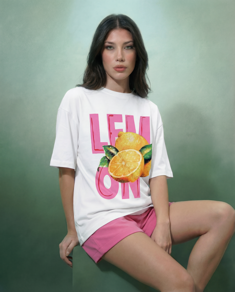 Women Lemon Digital Printed T-shirt