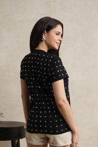 Crystal Embellished Round Neck Cotton Regular T-shirt