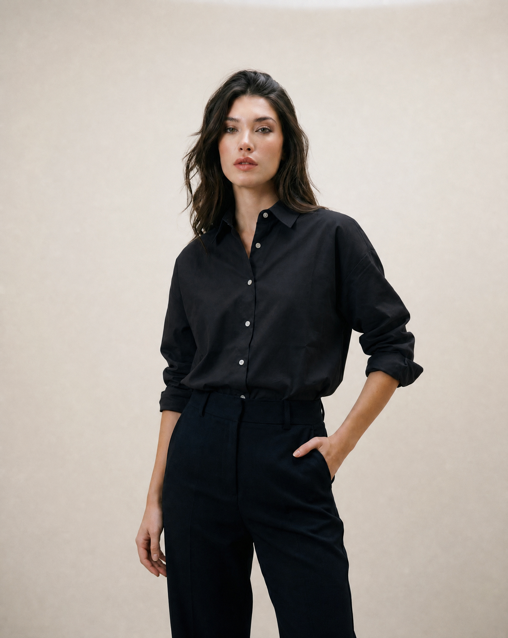 Women Solid Oversized Cotton Shirt
