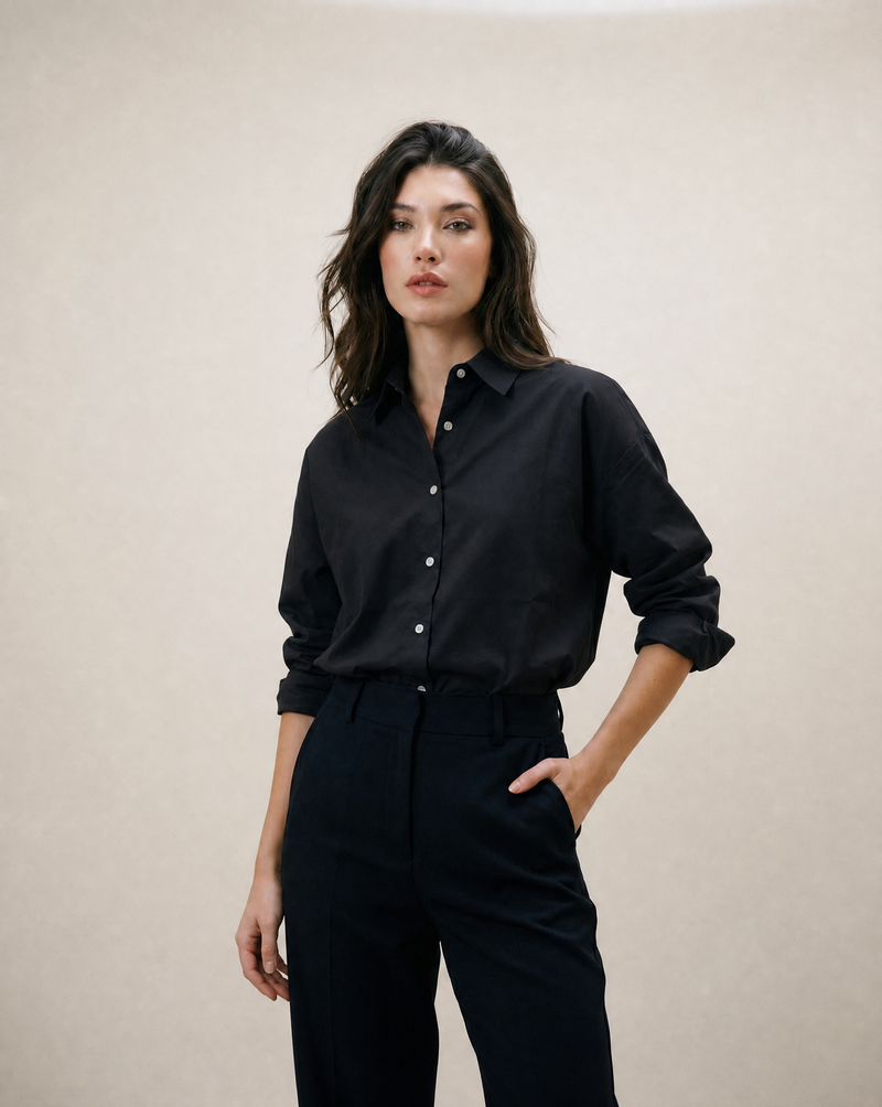 Women Solid Oversized Cotton Shirt