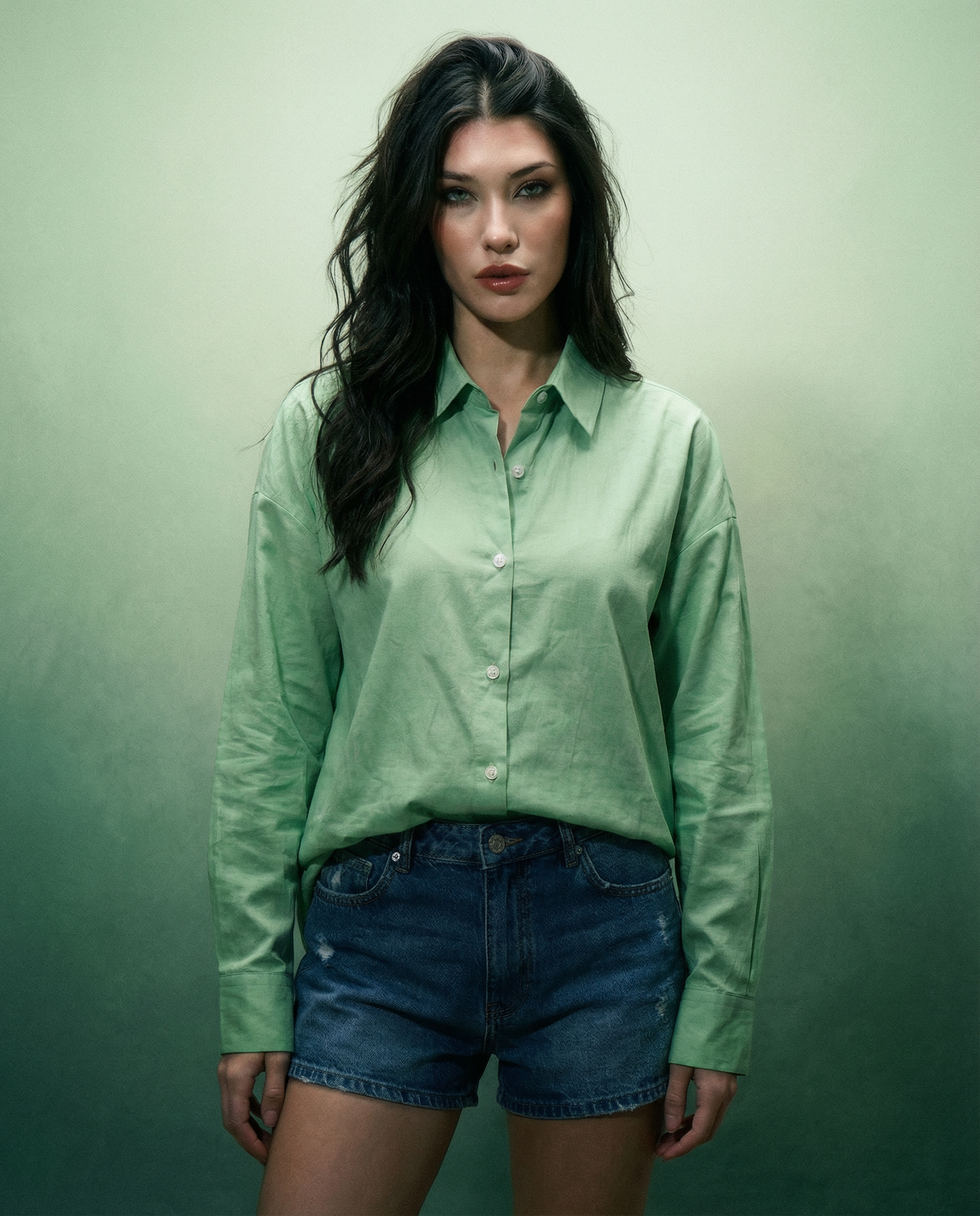 Women Solid Oversized Cotton Shirt