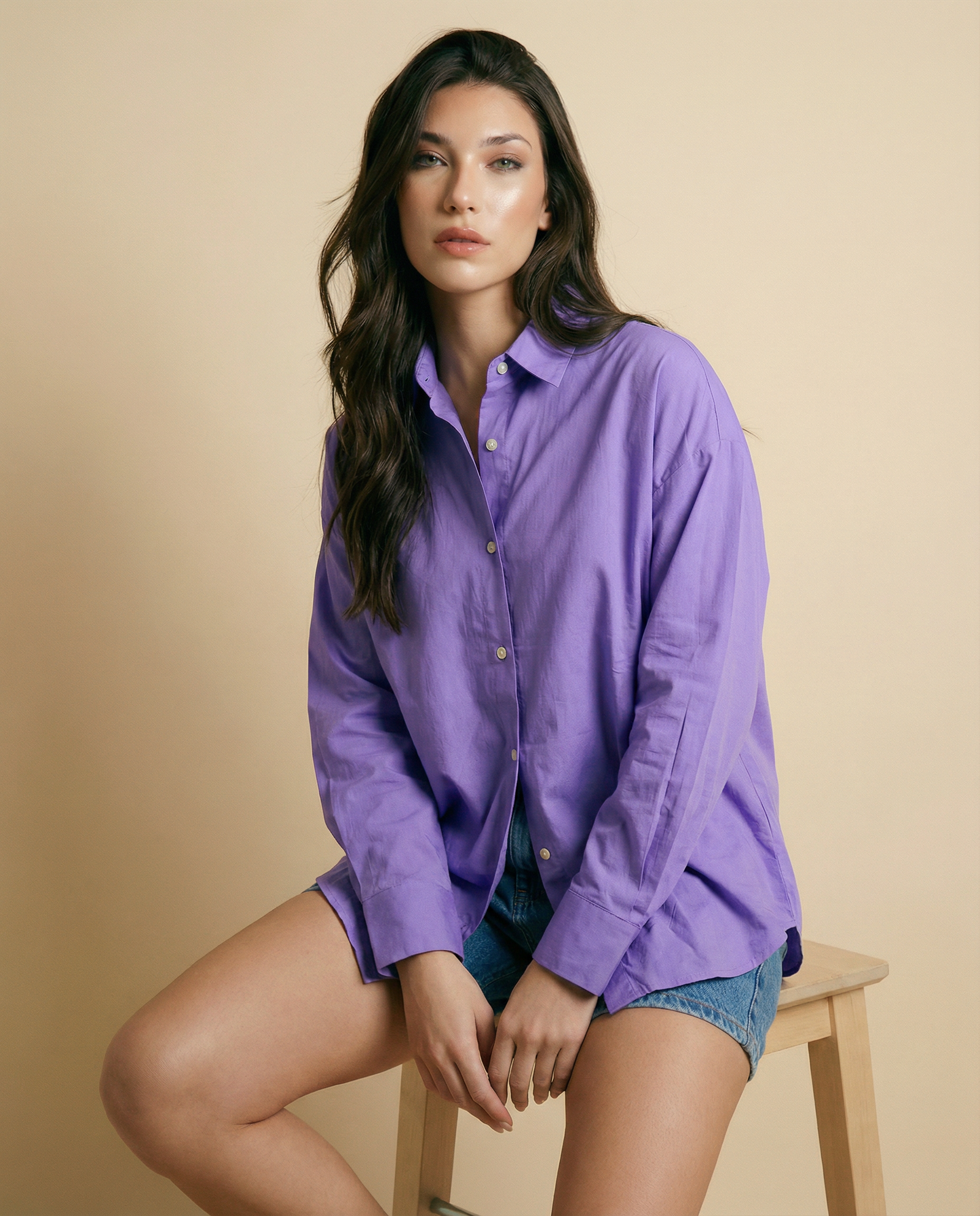 Woman Solid Oversized Cotton Shirt